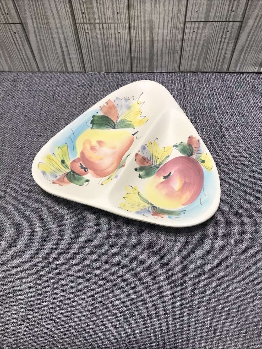 Vintage hand Painted ceramic divided dish